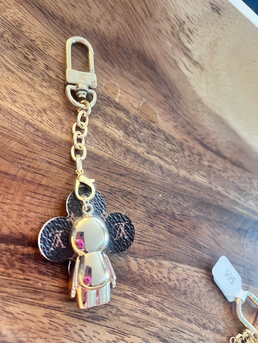 Gold-tone Keychain Charm with Textured Black Ears